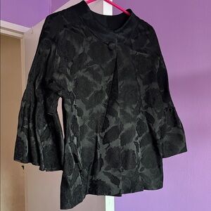 Chic Black Floral Women's Blouse